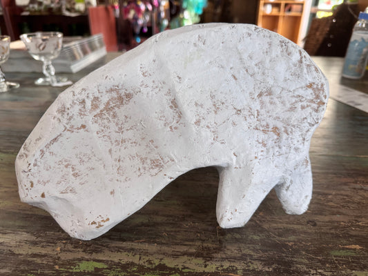 Handcrafted Paper Mache Rabbit Statue- laying