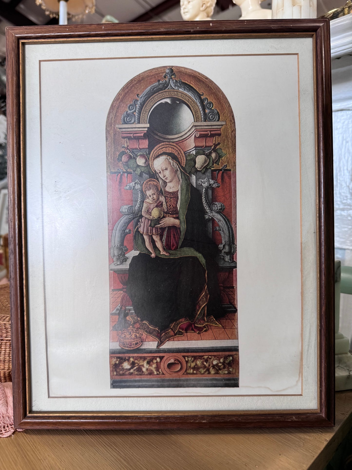 Madonna & Child Enthroned in Wood Frame