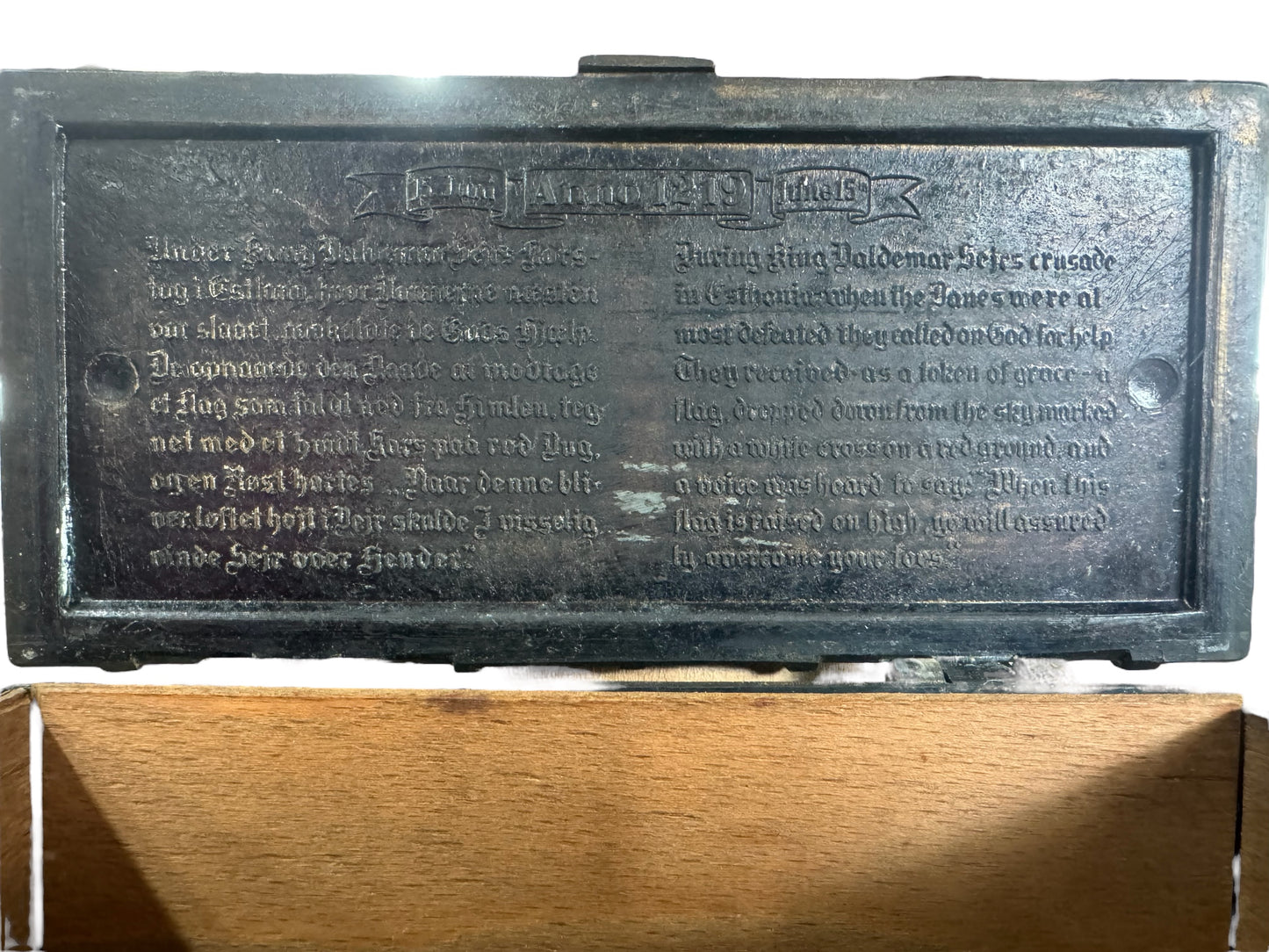 Antique Danish Bronze and Iron box "Battle of Lyndanisse"