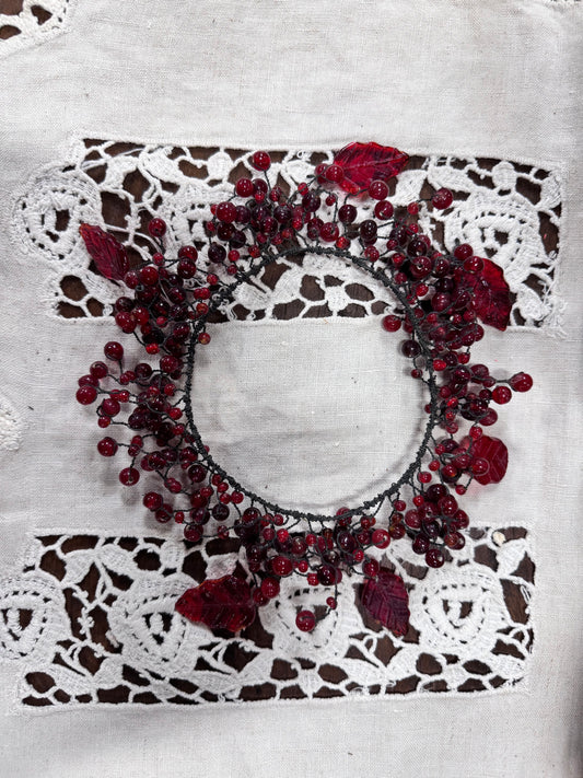 Red Pepper Berry Glass Candle Pillar Ring