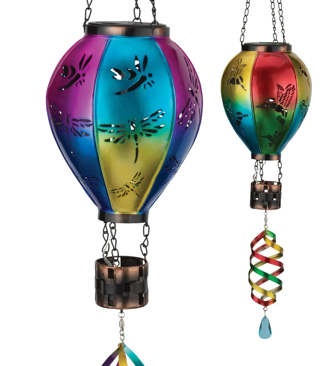 Hot Air Balloon Spinner Solar Lantern with Metal Panels