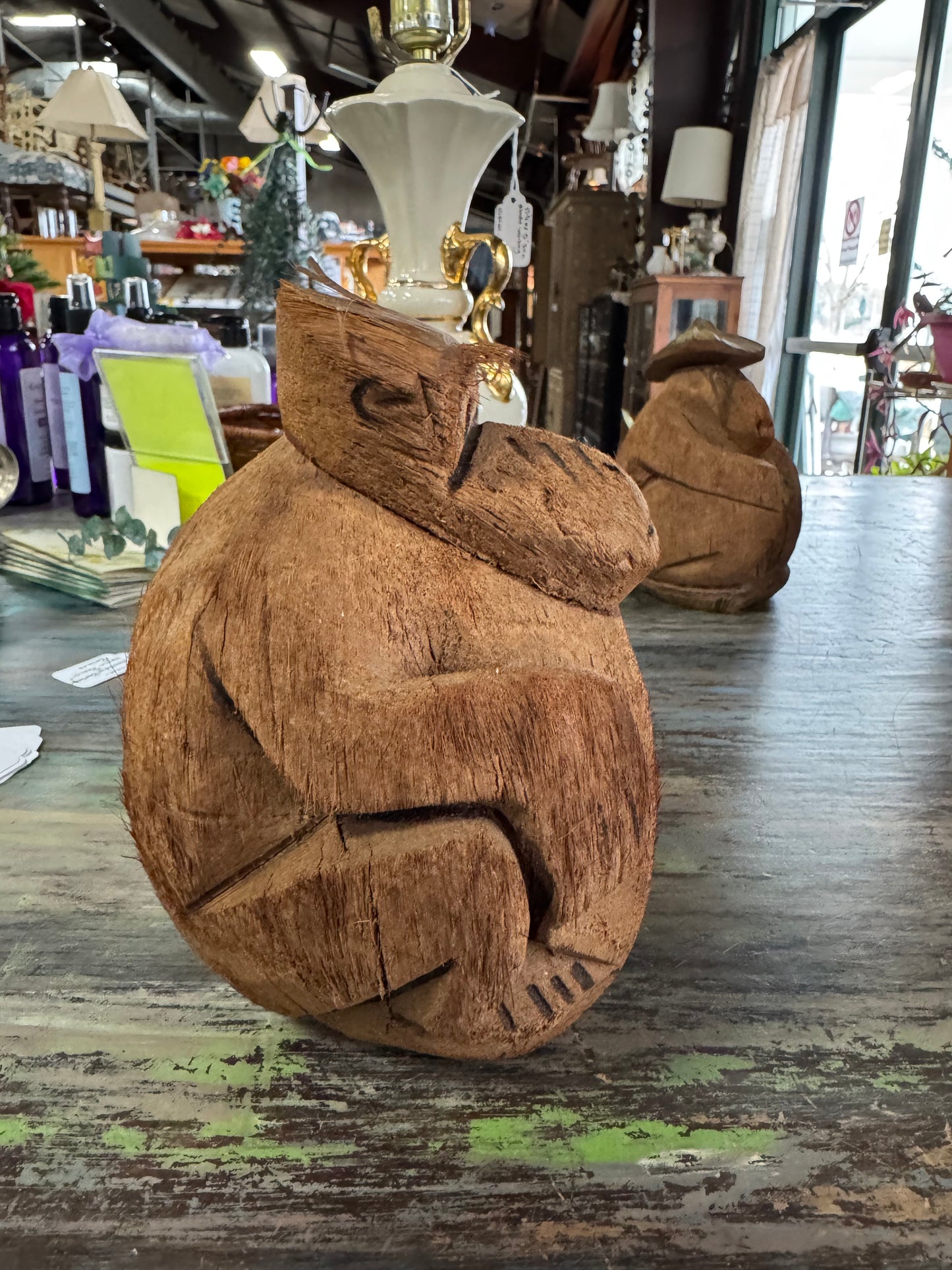 Vintage Carved Coconut Gorilla