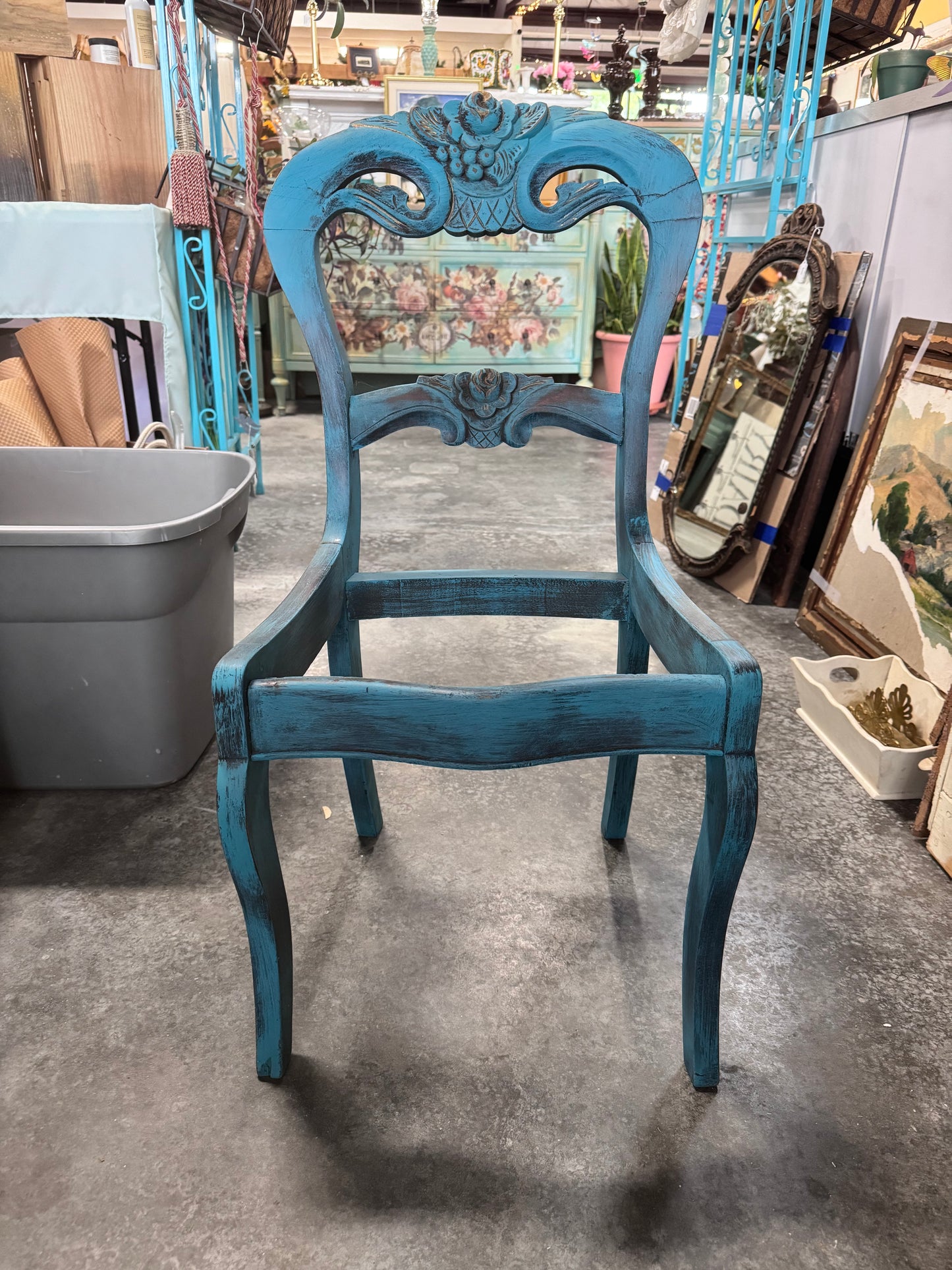 Hand Carved Turquoise Chair