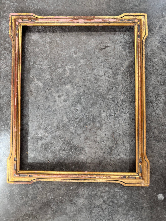Vintage Wooden Frame - Carved Arrow Corners - Gold