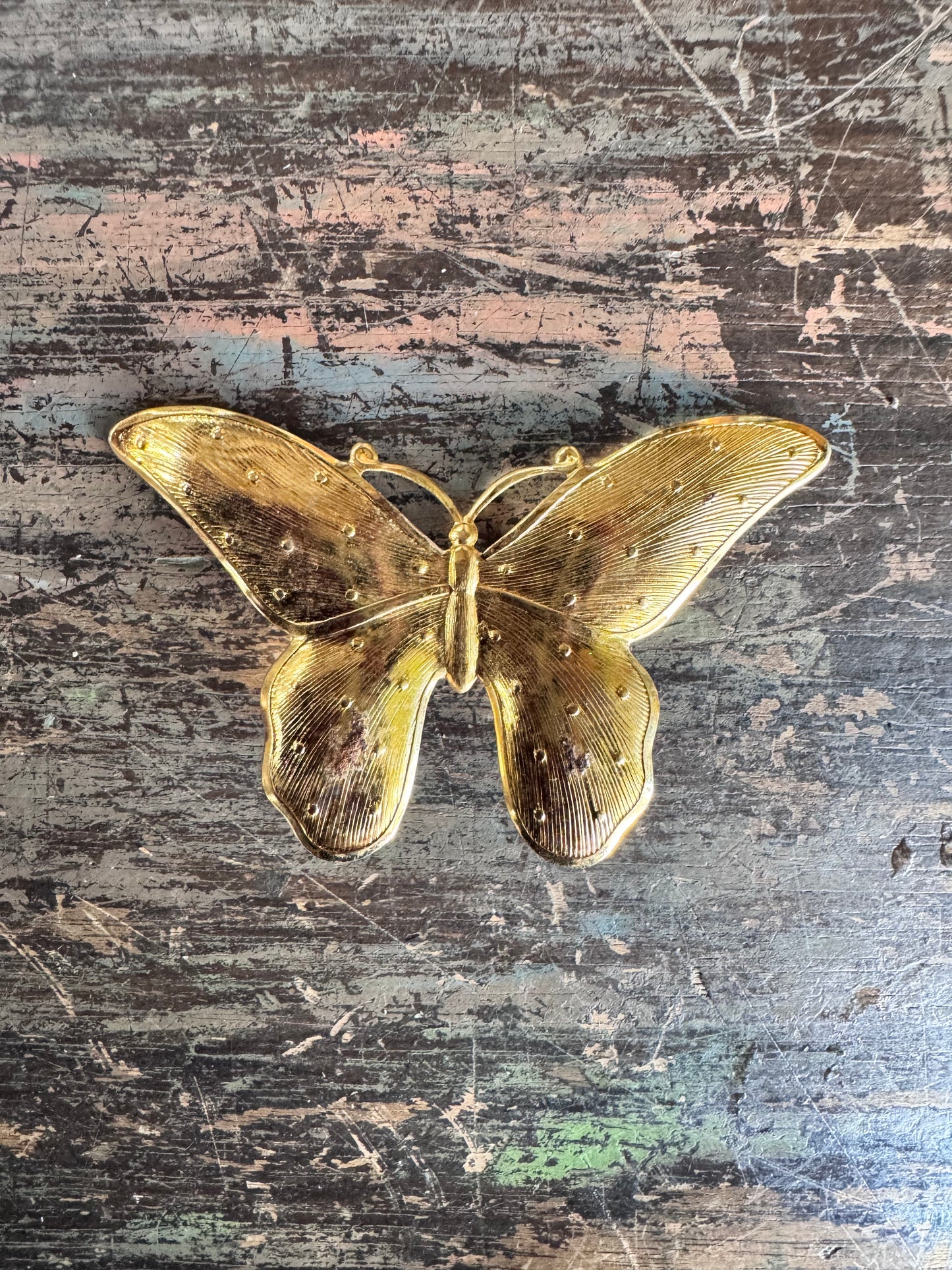 Vintage Gold Tone Butterfly Brooch