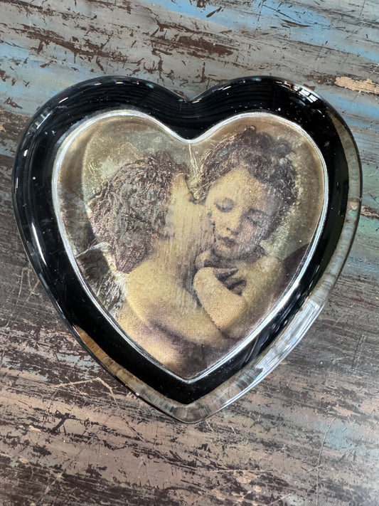 Vintage Glass Art Victorian Cherubs Paper Weight