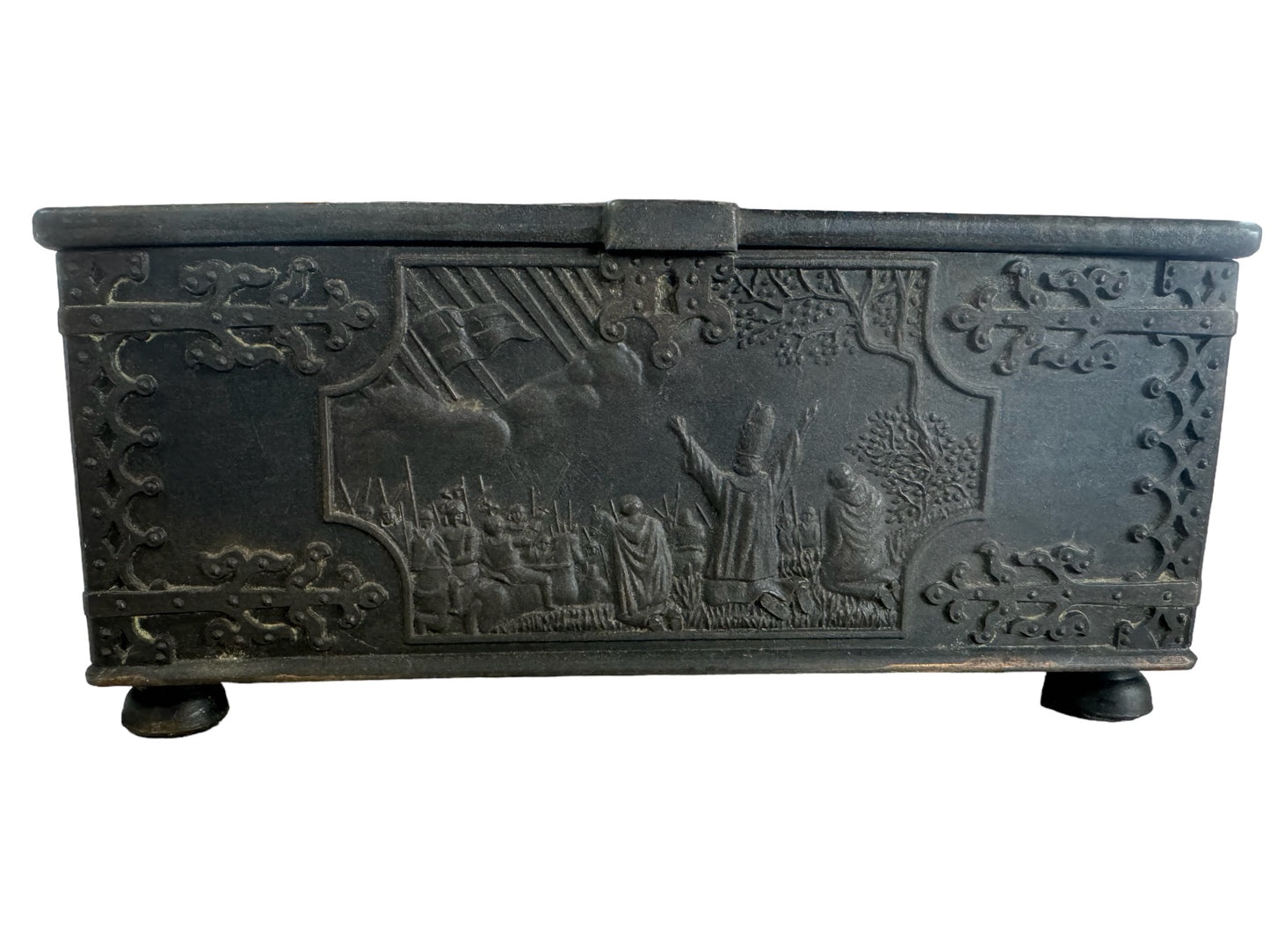 Antique Danish Bronze and Iron box "Battle of Lyndanisse"