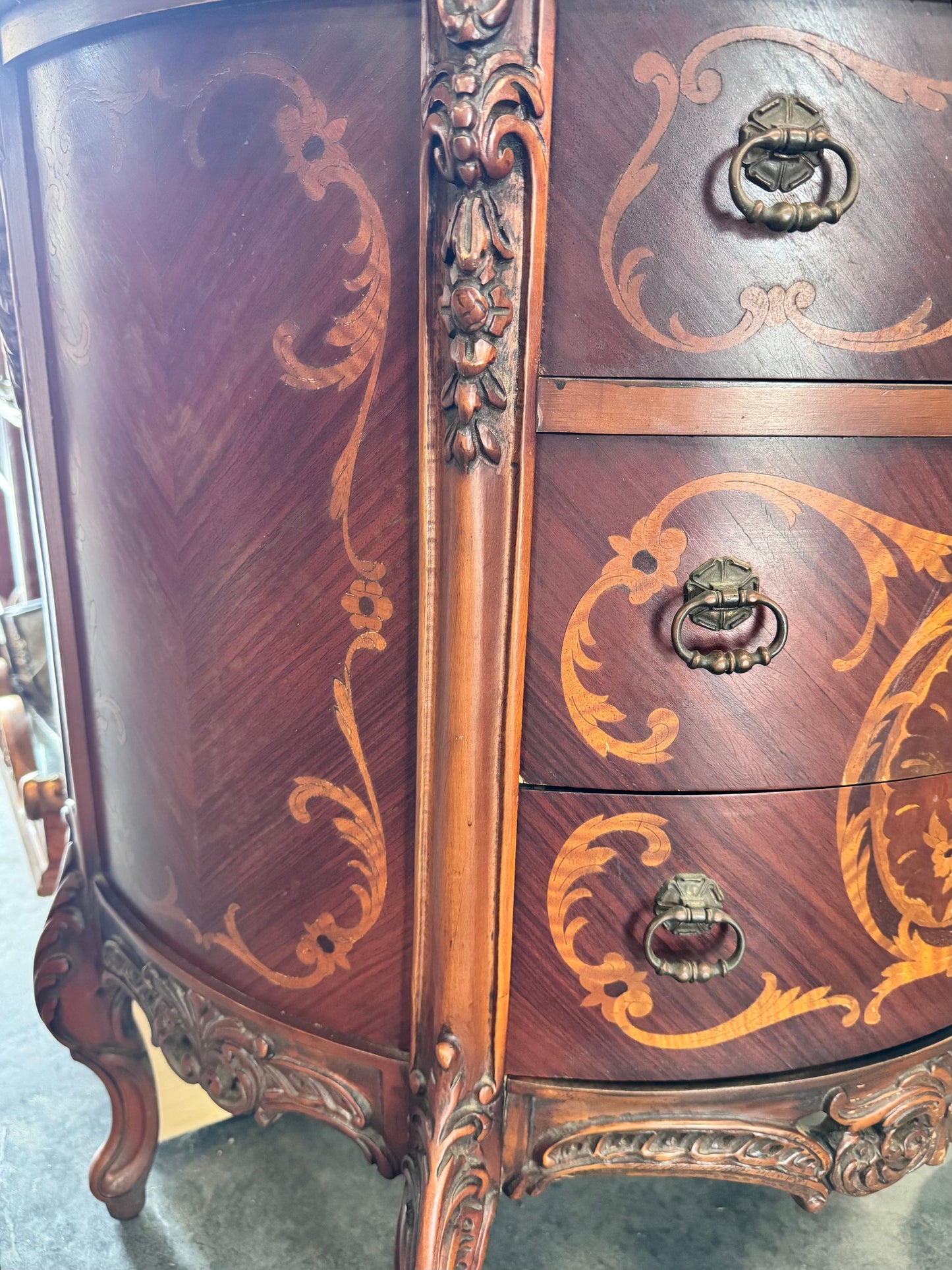French Louis XV Revival Bombe Commode w/ Marble Top