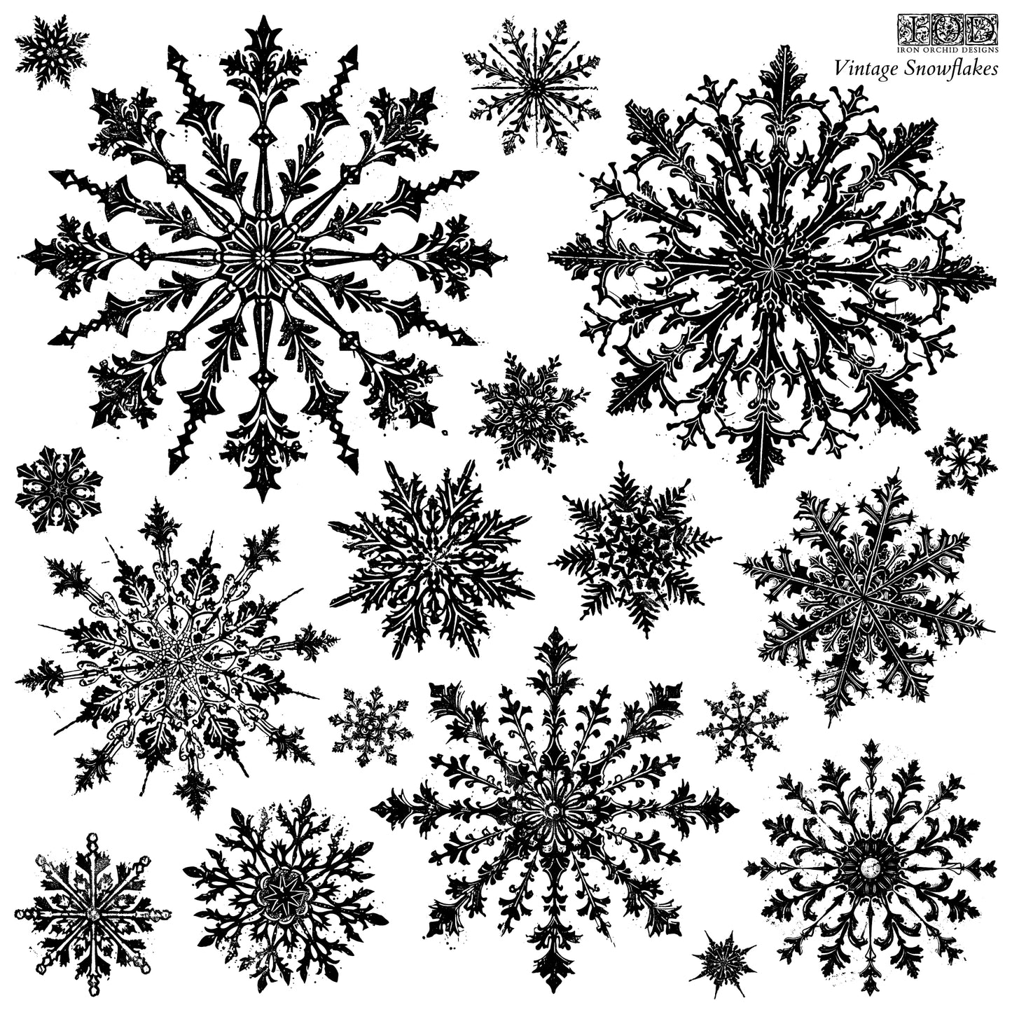 Vintage Snowflakes Iron Orchid Designs Stamp Set