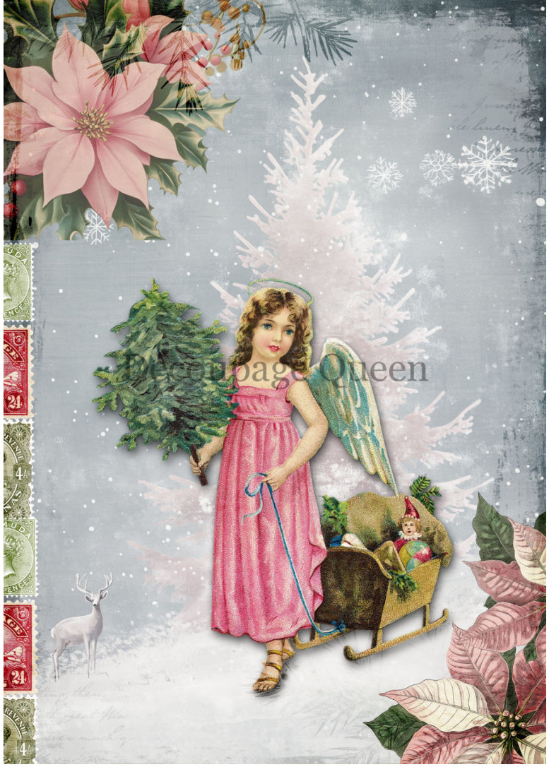 Decoupage Queen Pink Christmas Rice Paper Designs