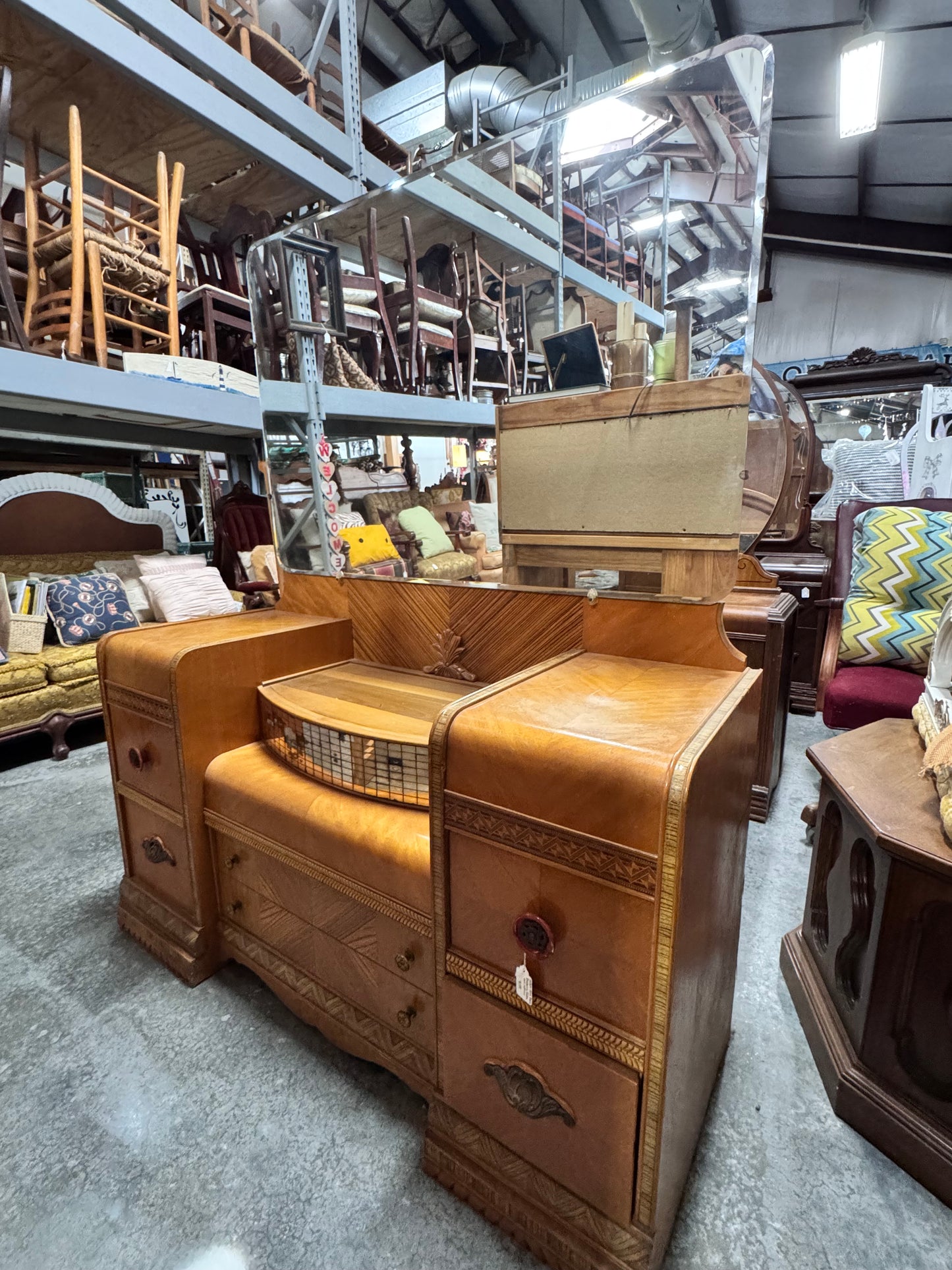 1950s Art Deco Dressing Table and Mirror