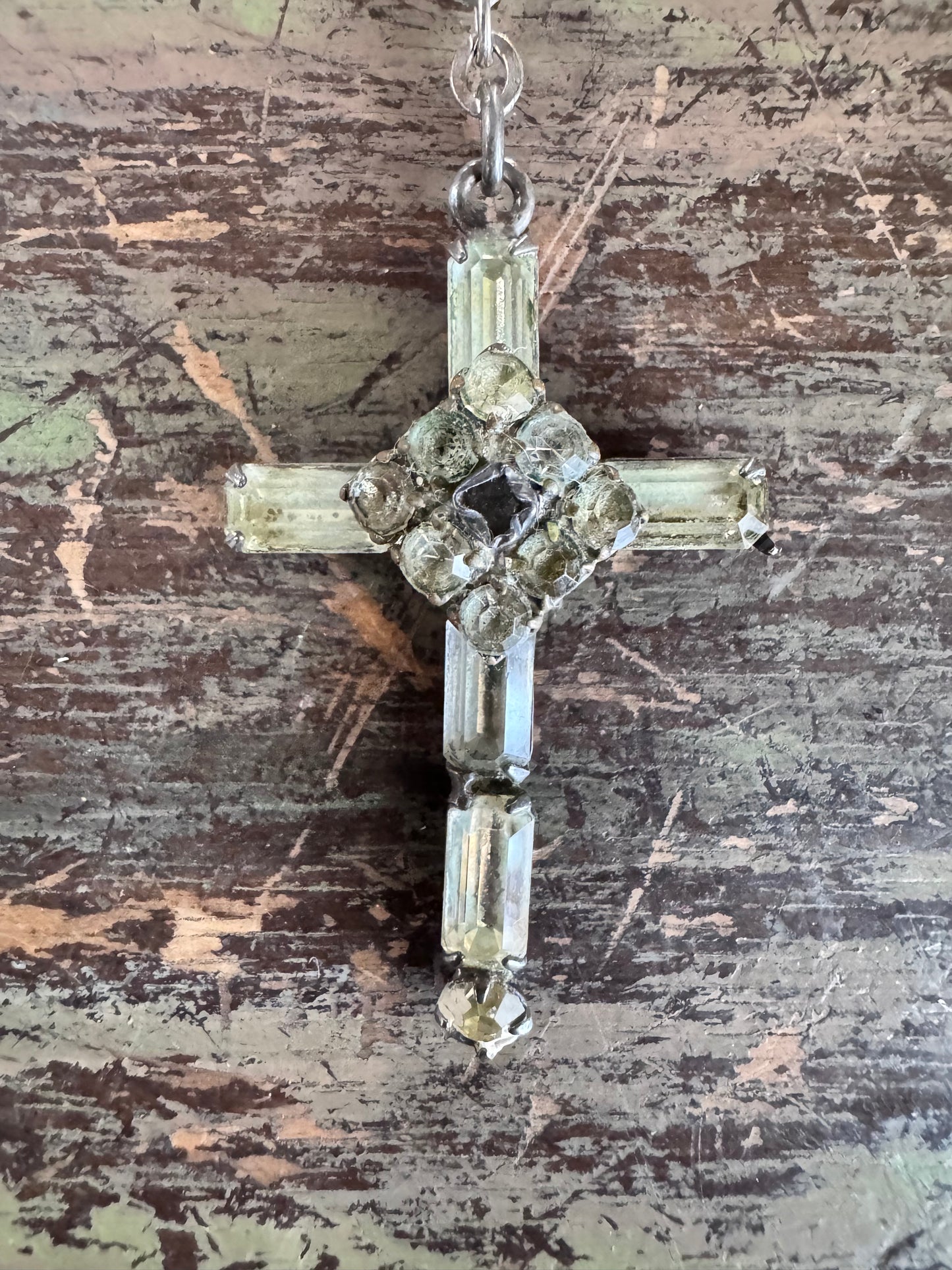 Sterling Silver Vintage Stanhope Rosary Necklace – Catholic Cross with Micro Image – Religious Collectible