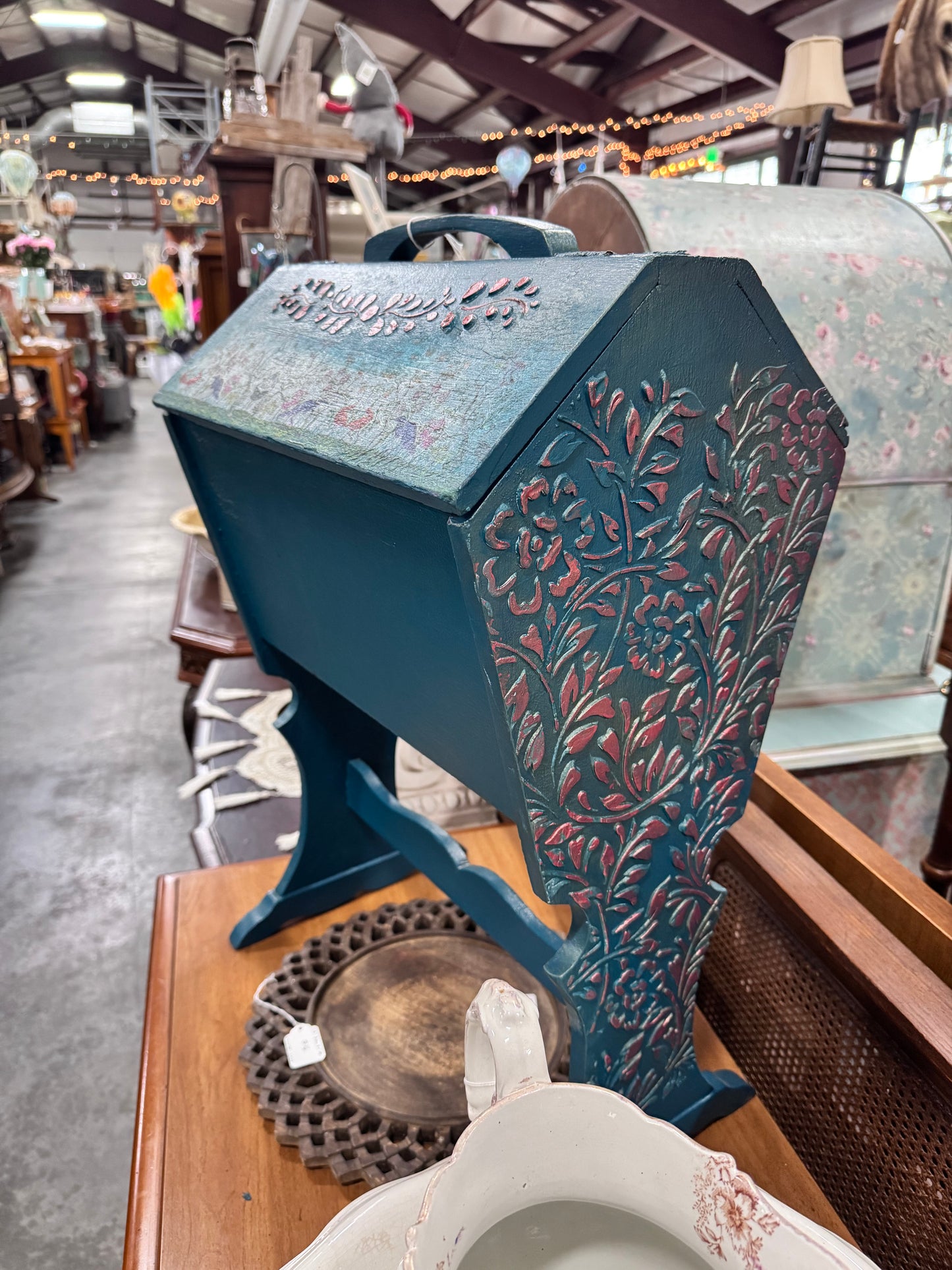 Hand Painted Wooden Sewing Caddy
