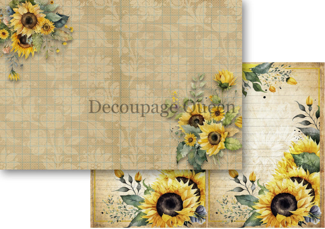 Decoupage Queen Sunflower Ephemera Journal Kit