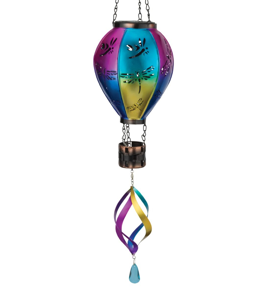 Hot Air Balloon Spinner Solar Lantern with Metal Panels
