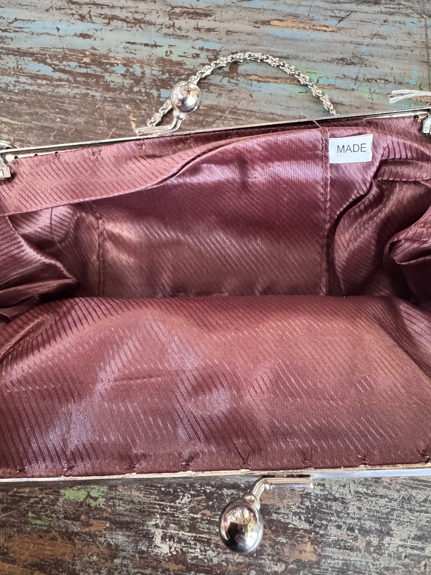 Vintage Chocolate Brown and Copper Beaded and Sequined Evening Bag