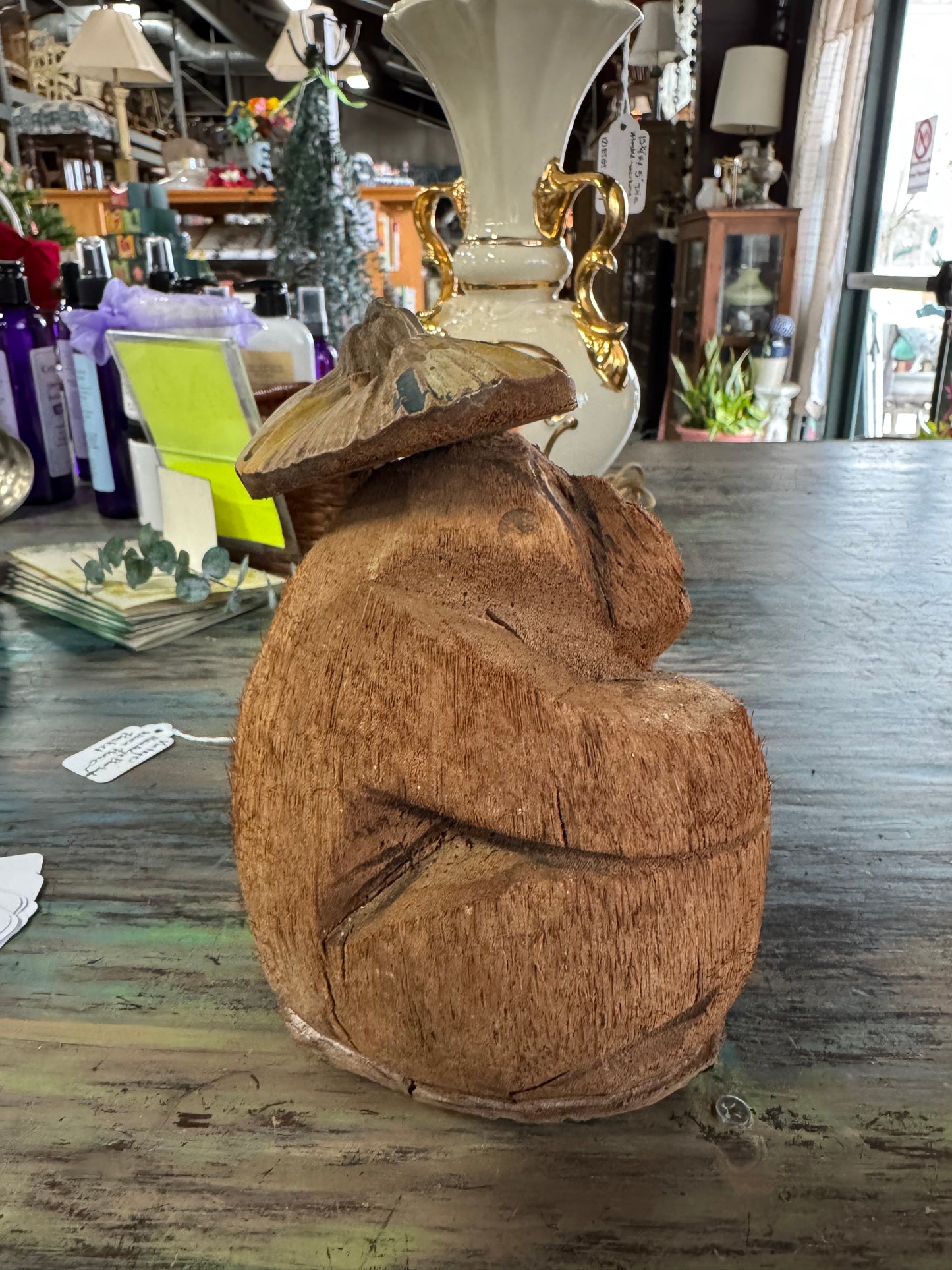 Vintage Carved Coconut Gorilla