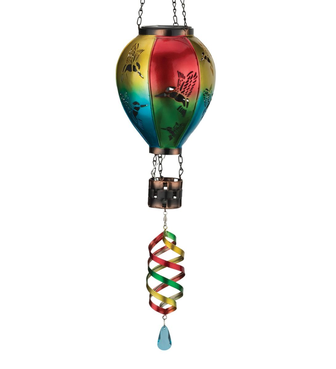 Hot Air Balloon Spinner Solar Lantern with Metal Panels