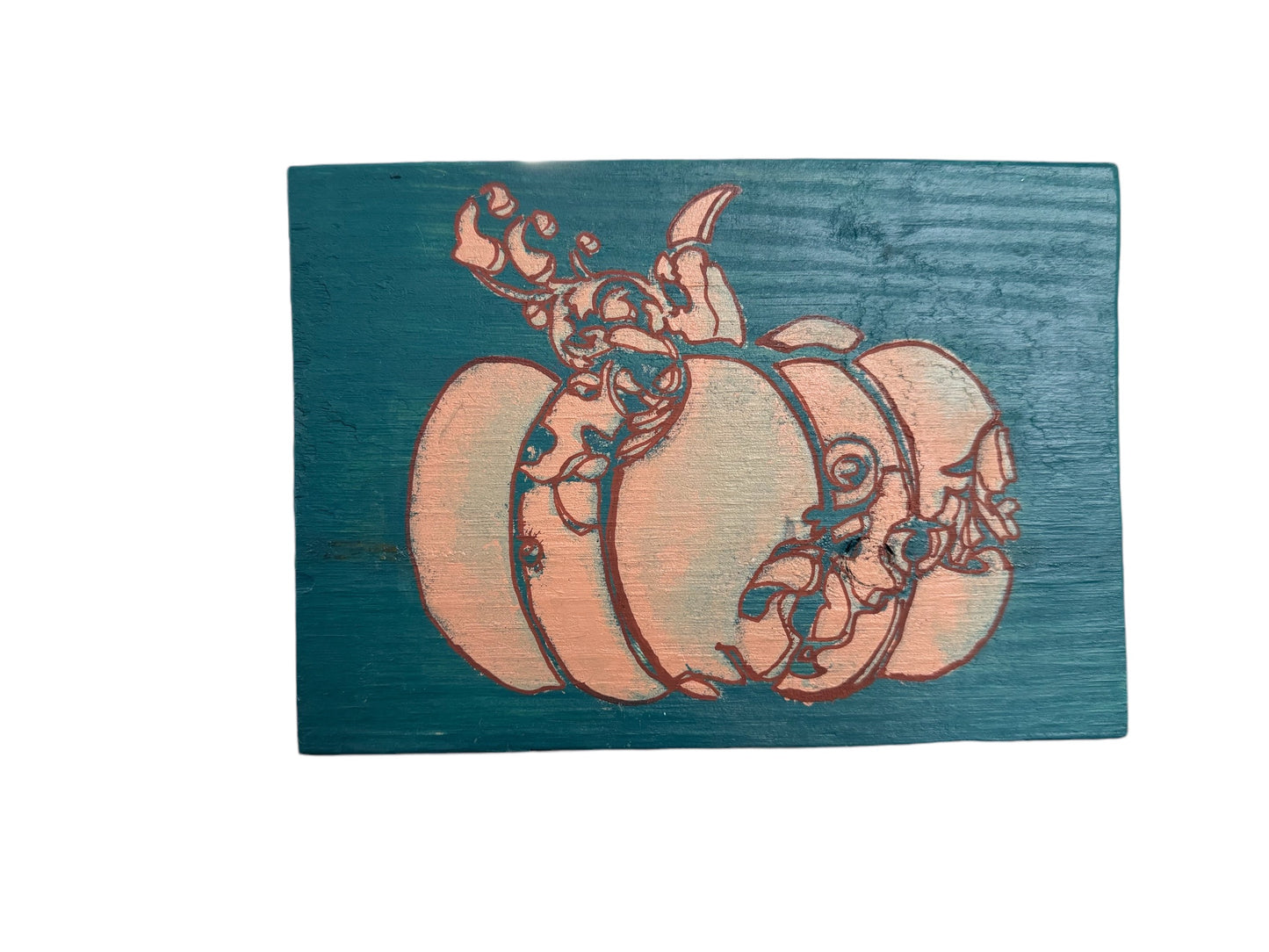 Sunflowers & Pumpkin Series Scrolled Painted Pumpkin Shelf Sitter