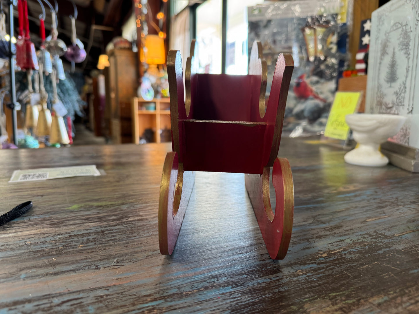 Red Christmas Santa’s Sleigh decor display Candy Dish