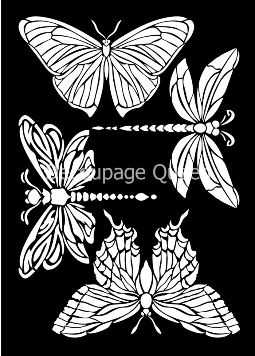 Decoupage Queen Dainty and the Queen Flying Critters A4 Stencil