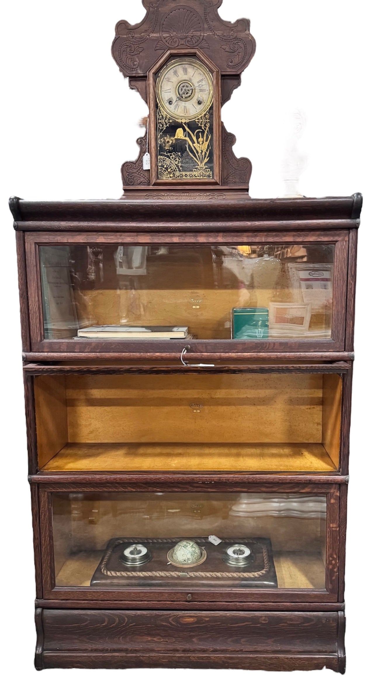 Tiger Oak 1910's 3-stack Barrister Bookcase