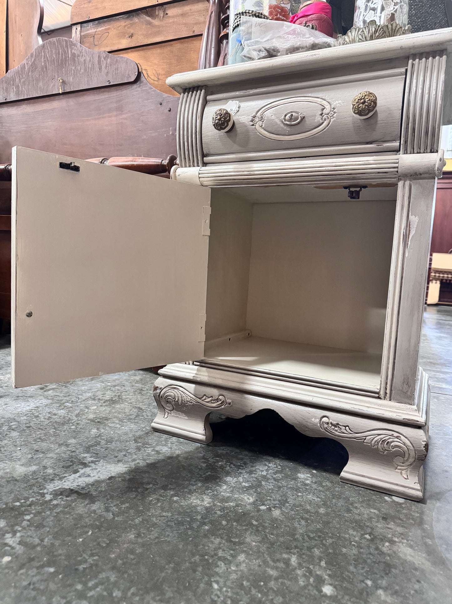 Oak Nightstand- Oyster & Grey Mist