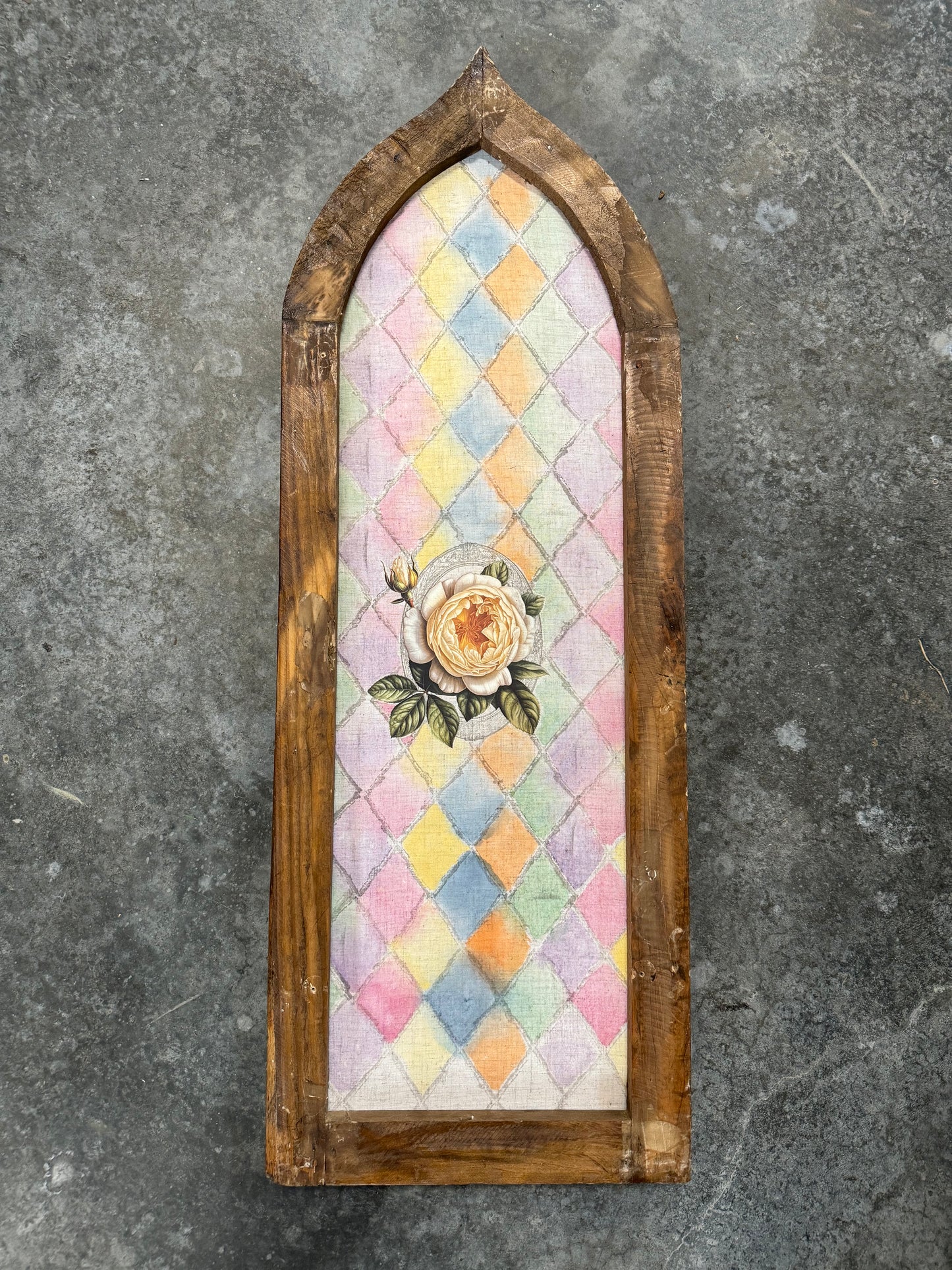 Faux Stained Glass with Rose Cathedral Frame