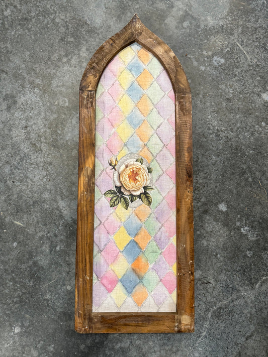 Faux Stained Glass with Rose Cathedral Frame