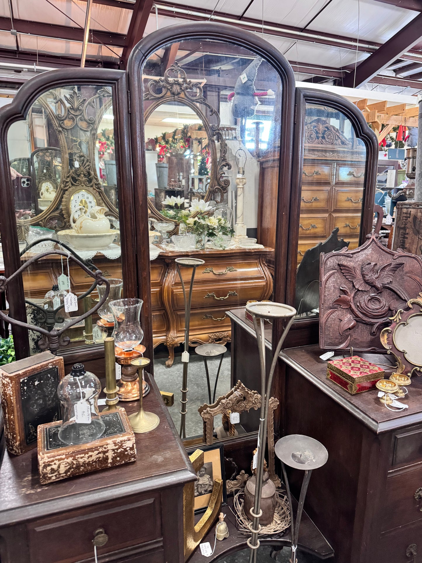 Antique Dressing Table Tri-Fold Mirror