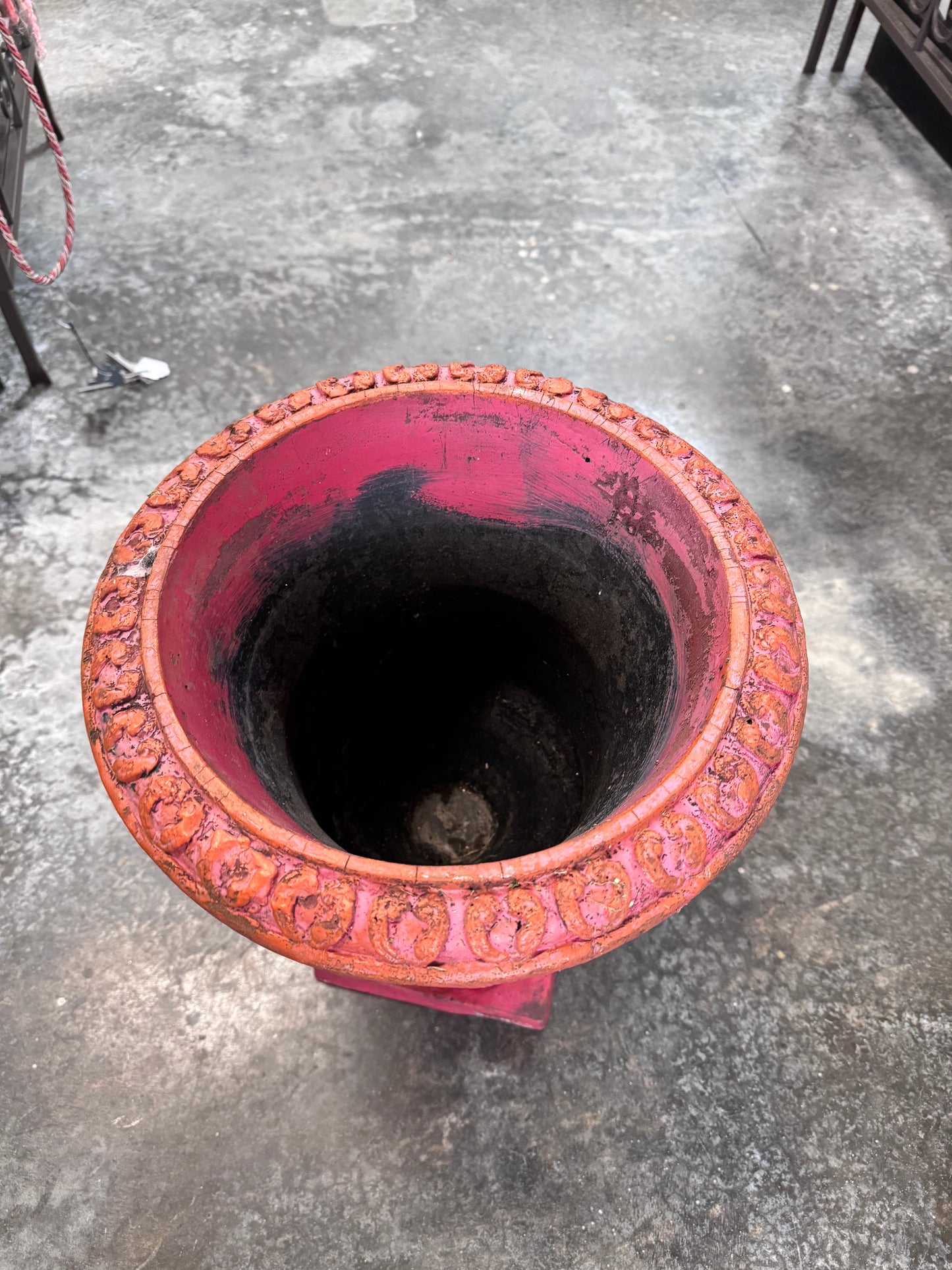 Red-Orange Polystone Urn Style Planter