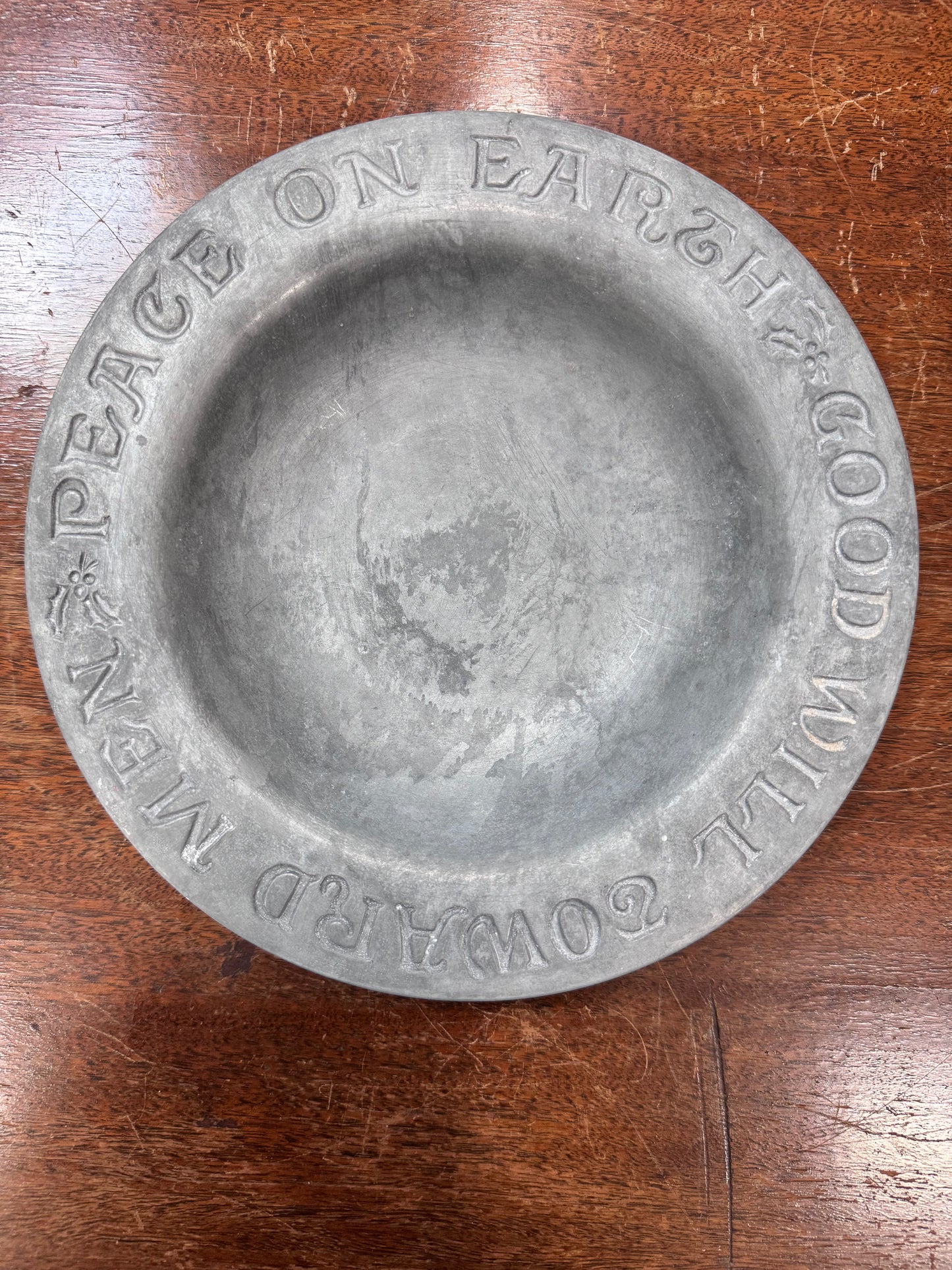 Vintage Teleflora Pewter Bowl Peace on Earth