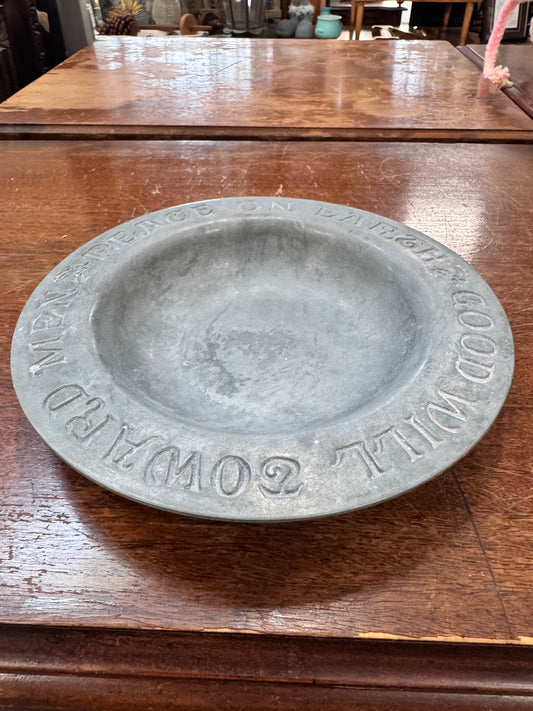 Vintage Teleflora Pewter Bowl Peace on Earth