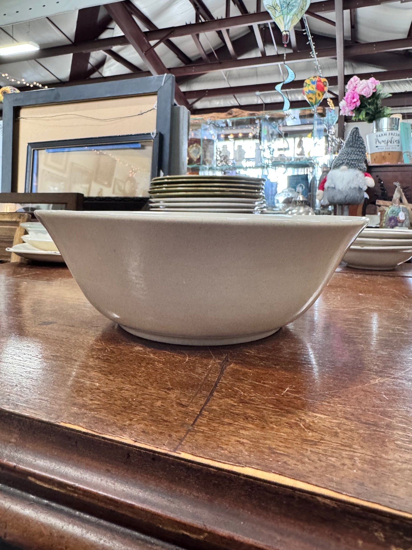 Tuneware Serving Bowl with Brown Stripe