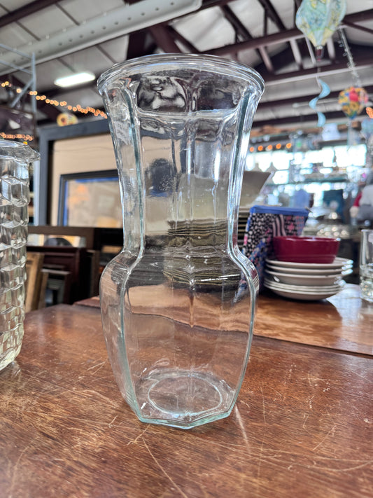 Clear Glass Paneled Vase