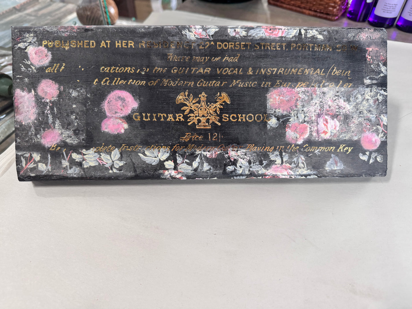 Vintage Style "Guitar School" Wall Art handcrafted