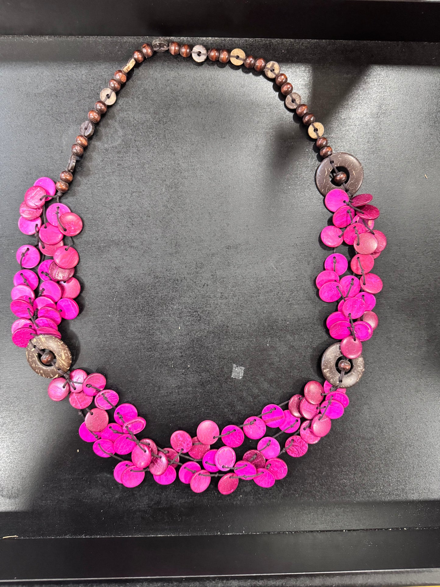 Fuchsia Wood Necklace