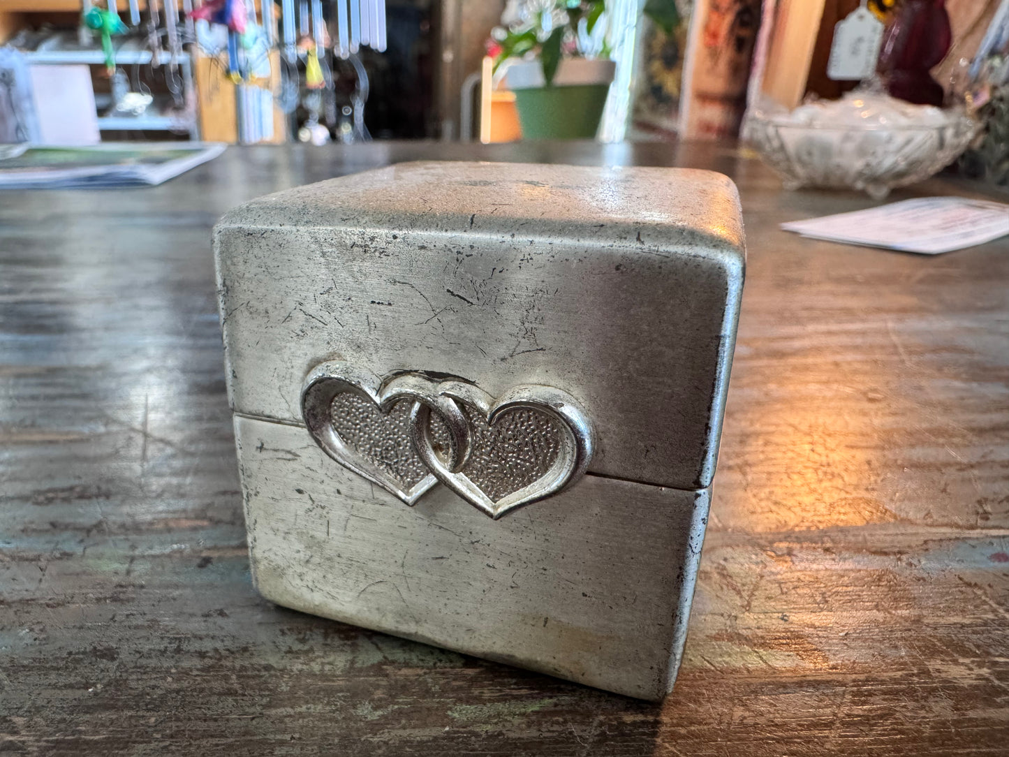 Linked Hearts Silver Toned Box with Swarovski Crystals