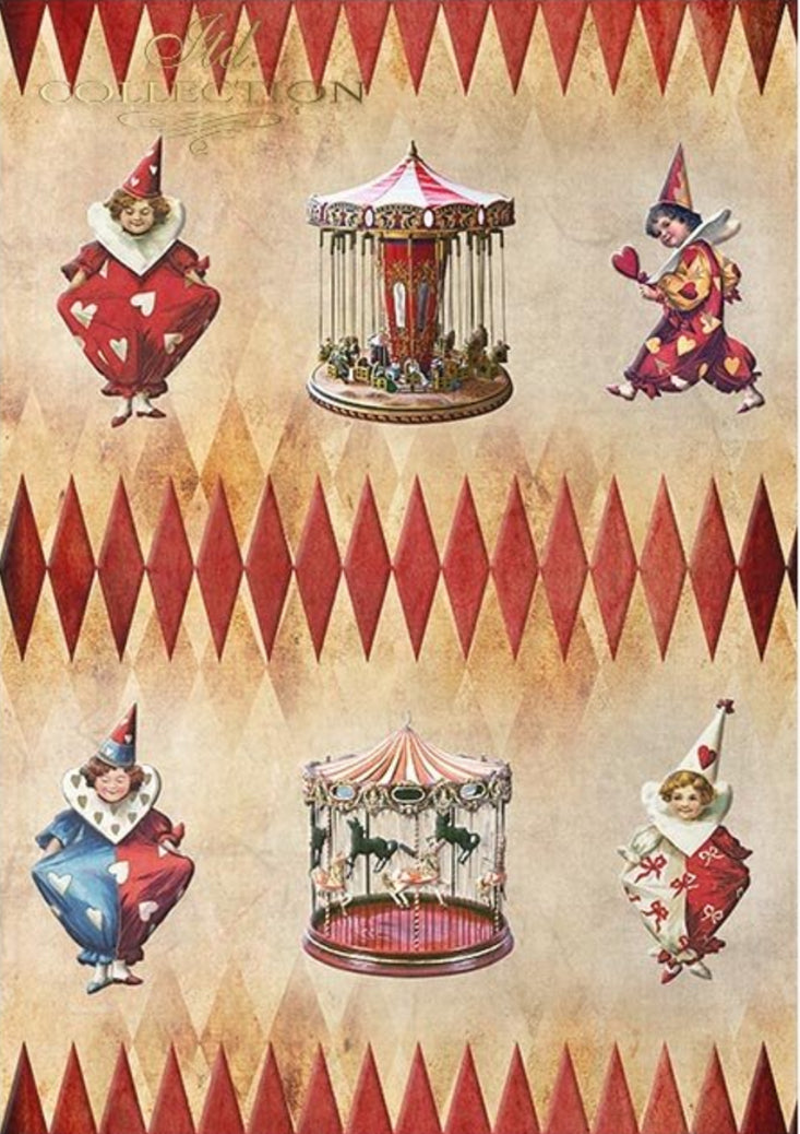 Carnival Circus Decoupage Paper ITD Collection