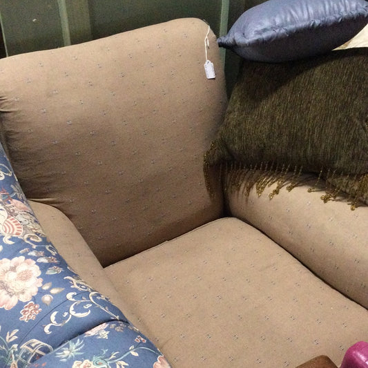 Upholstered Arm Chair Embroidered Linen