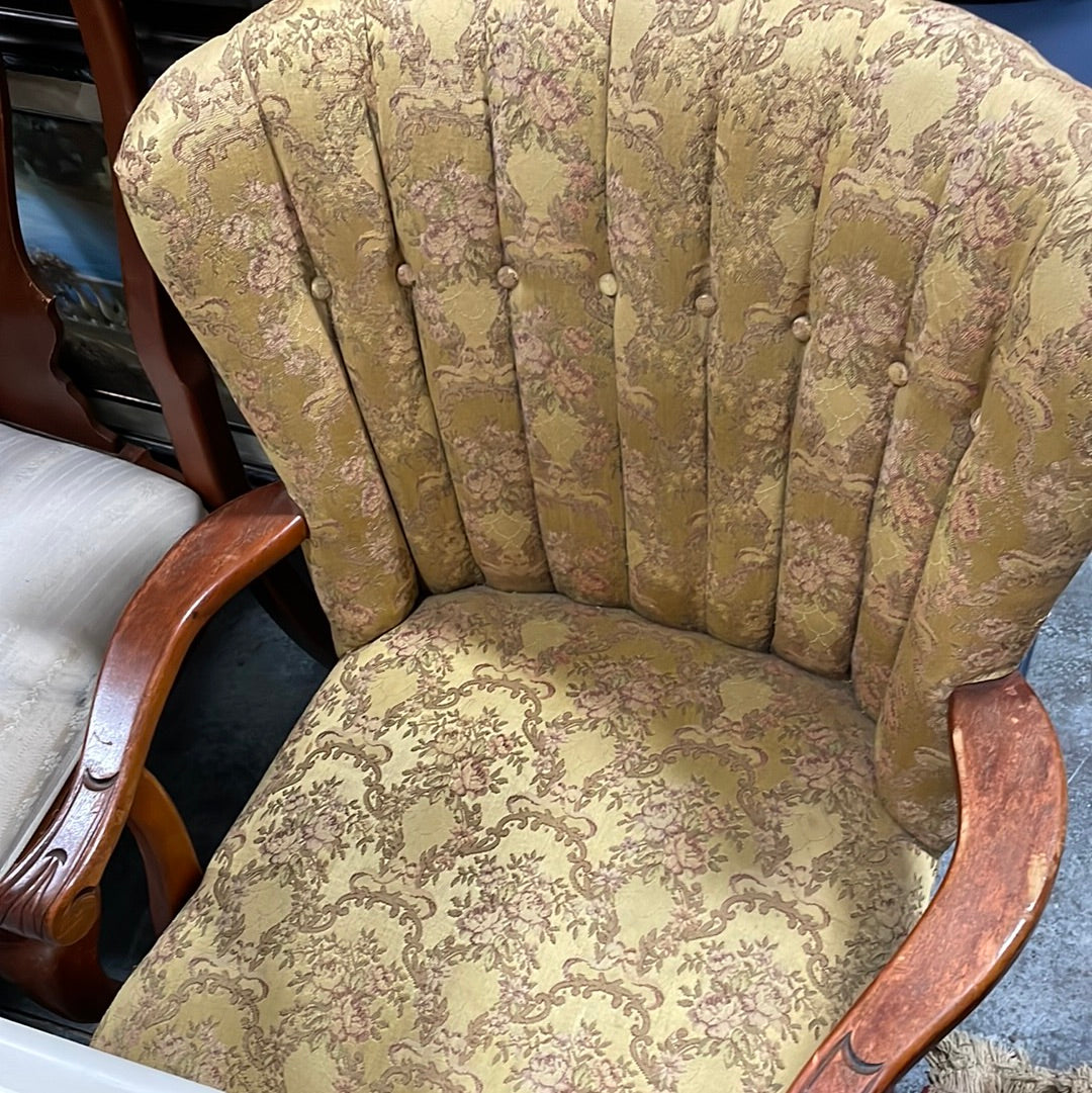 Vintage gold and floral upholstered chair