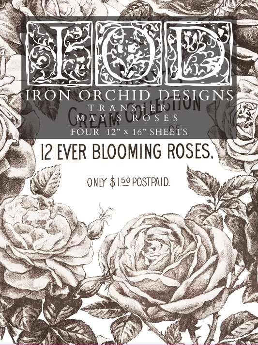 May's Roses Iron Orchid Designs Transfer Set