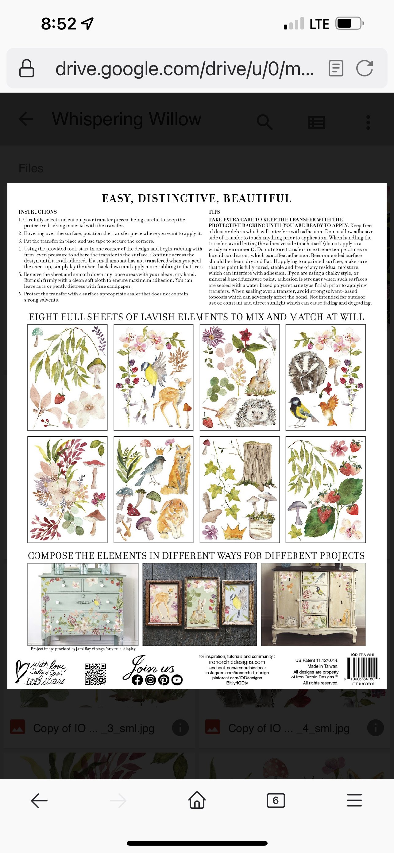 Whispering Willow Iron Orchid Designs Transfer