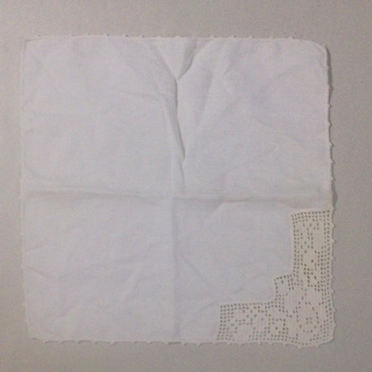 Handkerchief-Ivory Linen with crocheted corner