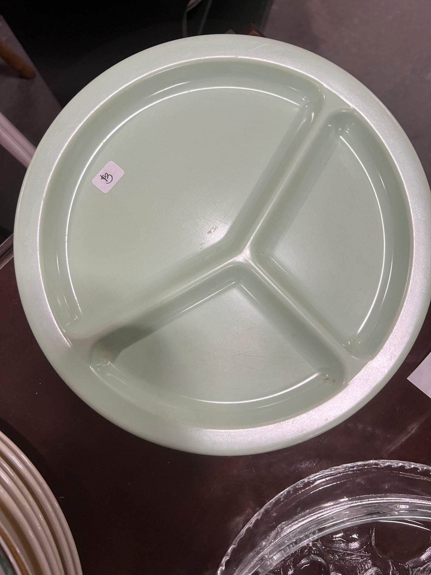 Melamine mint green divided dinner plates