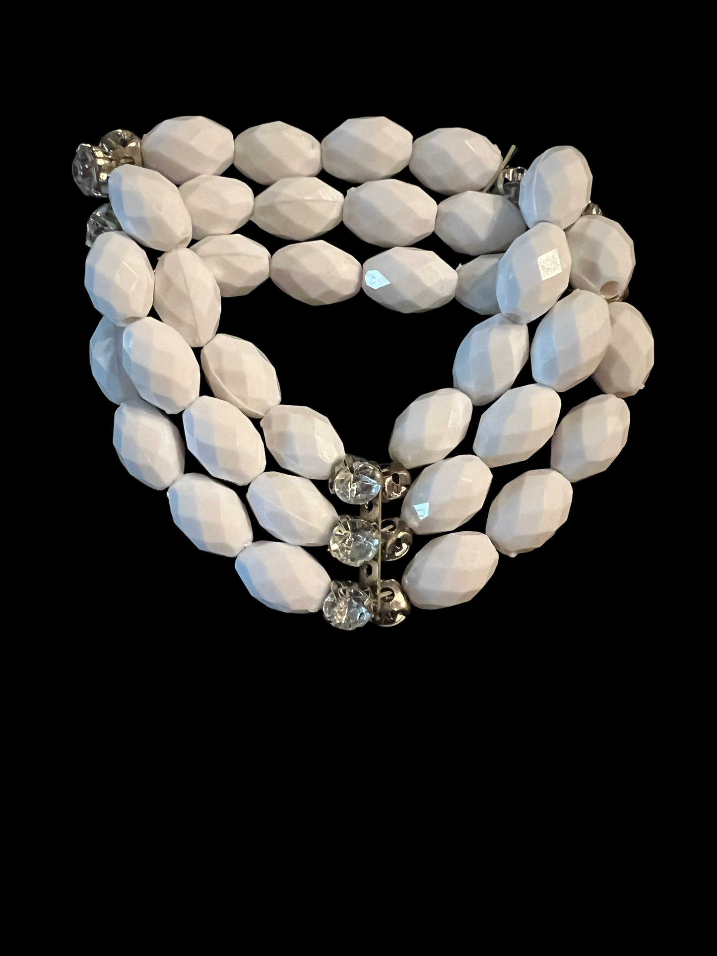 White & Rhinestone Beaded bracelet