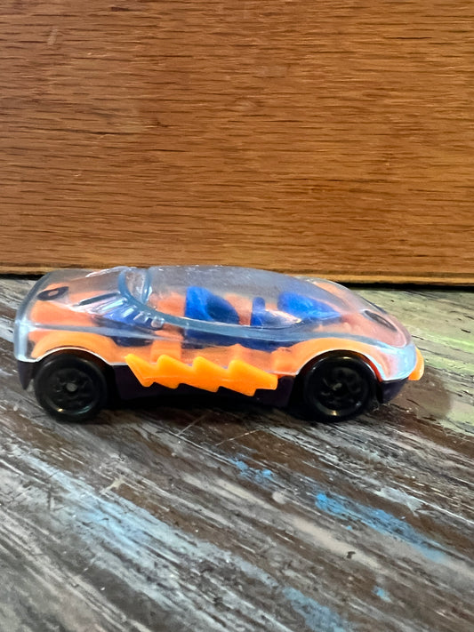 Hot Wheels 1994 Die Cast Car Clear Transparent Orange Blue Race.