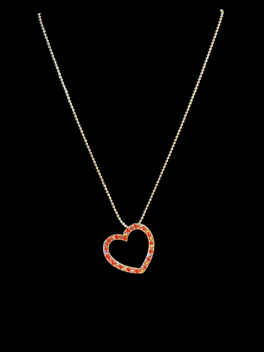 Red stone Floating Heart necklace