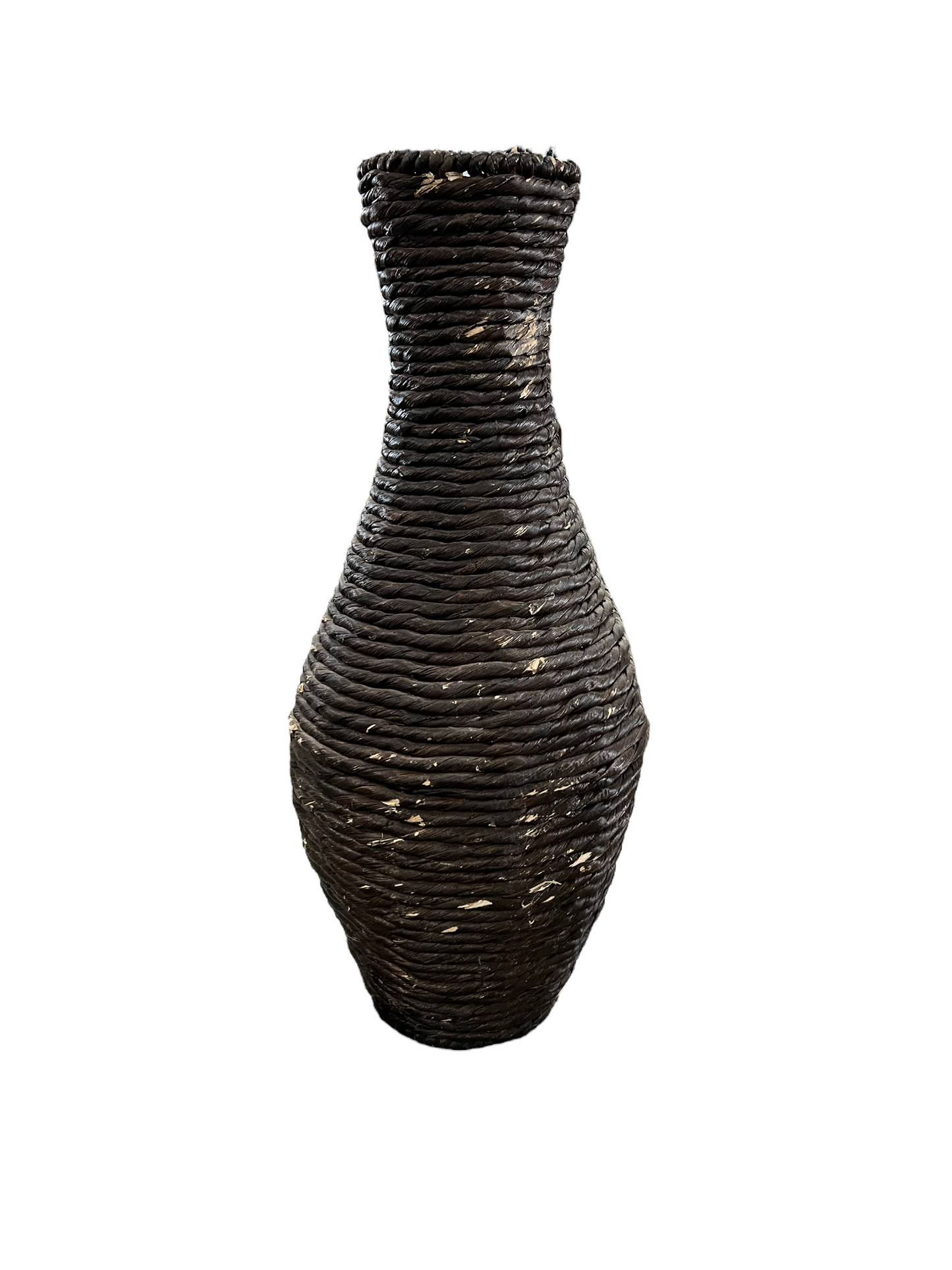 Woven Corn Husk Floor Vase - Brown