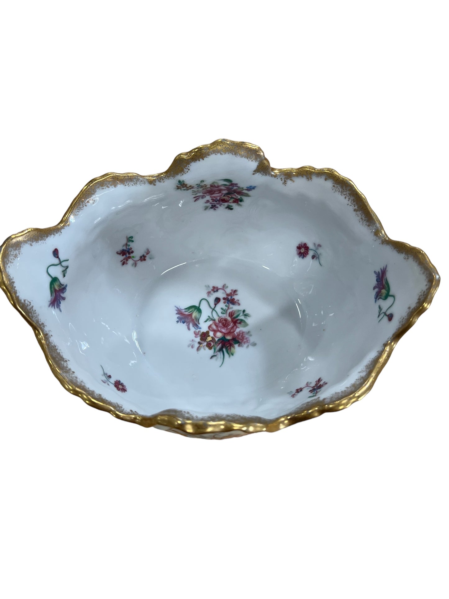 Vintage Andrea by Sadek Gilded Roses Florals Four Footed Bowl